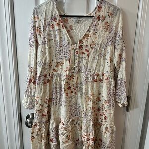American Eagle Outfitters Floral Dress - Cream, Red, Purple